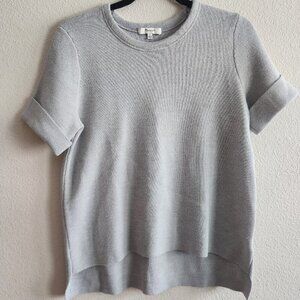 Madewell Womens Sweater Top Cuffed Short Sleeve Hi Low Hem Knit Y2K Gray Size S